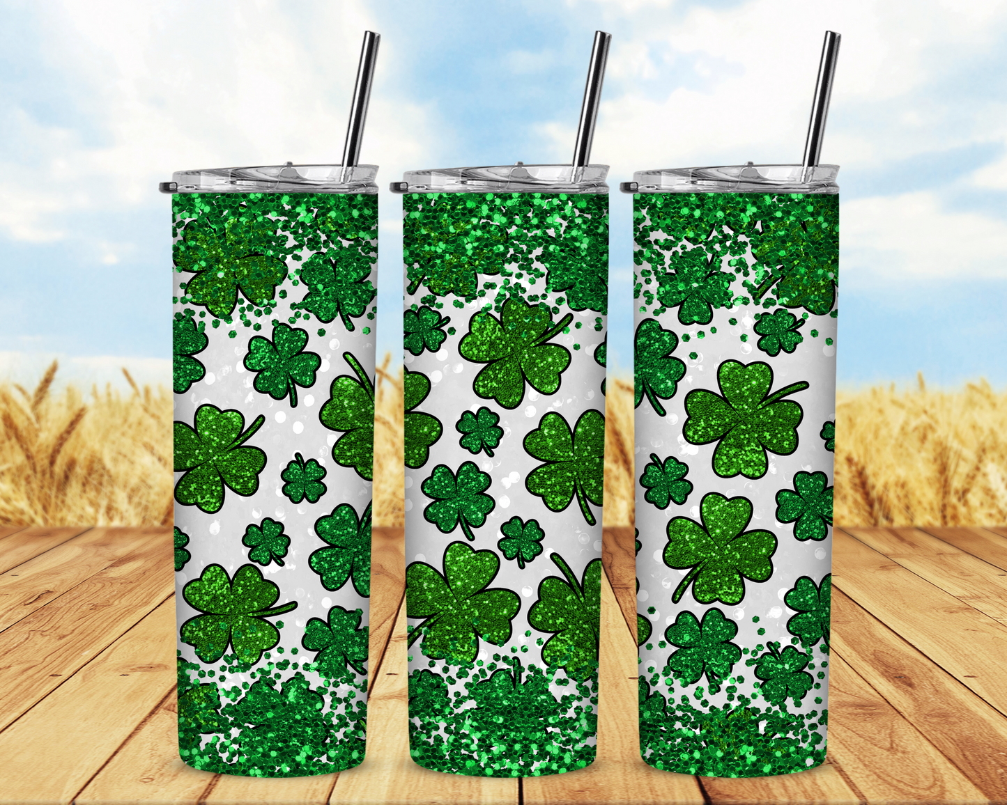 Shimmering Clovers 20 oz Skinny Sublimation Tumbler