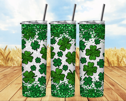 Shimmering Clovers 20 oz Skinny Sublimation Tumbler