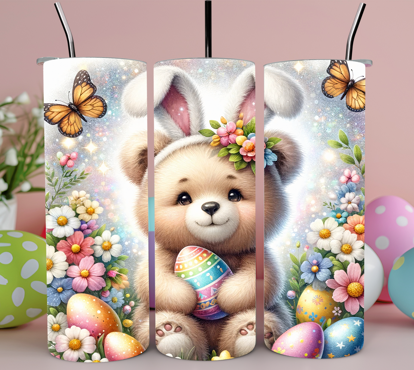 A Collection of A Variety of Easter Themed 20oz Sublimation Tumblers