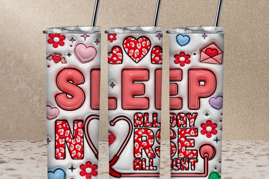 Sleep All Day 20 oz Skinny Sublimation Tumbler