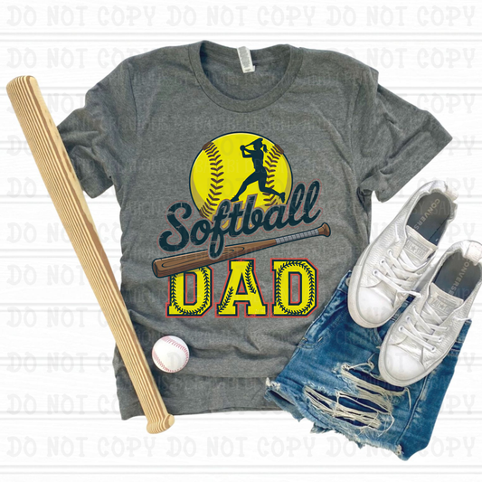 Softball Dad with Blue Font