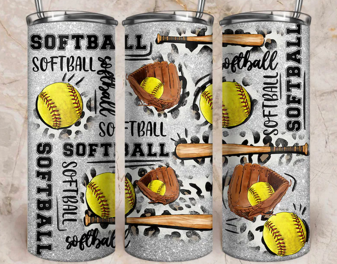 Softball Font 20 oz Skinny Sublimation Tumbler