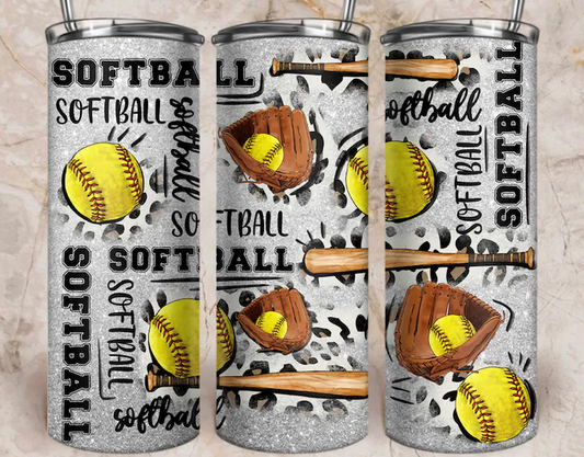 Softball Font 20 oz Skinny Sublimation Tumbler