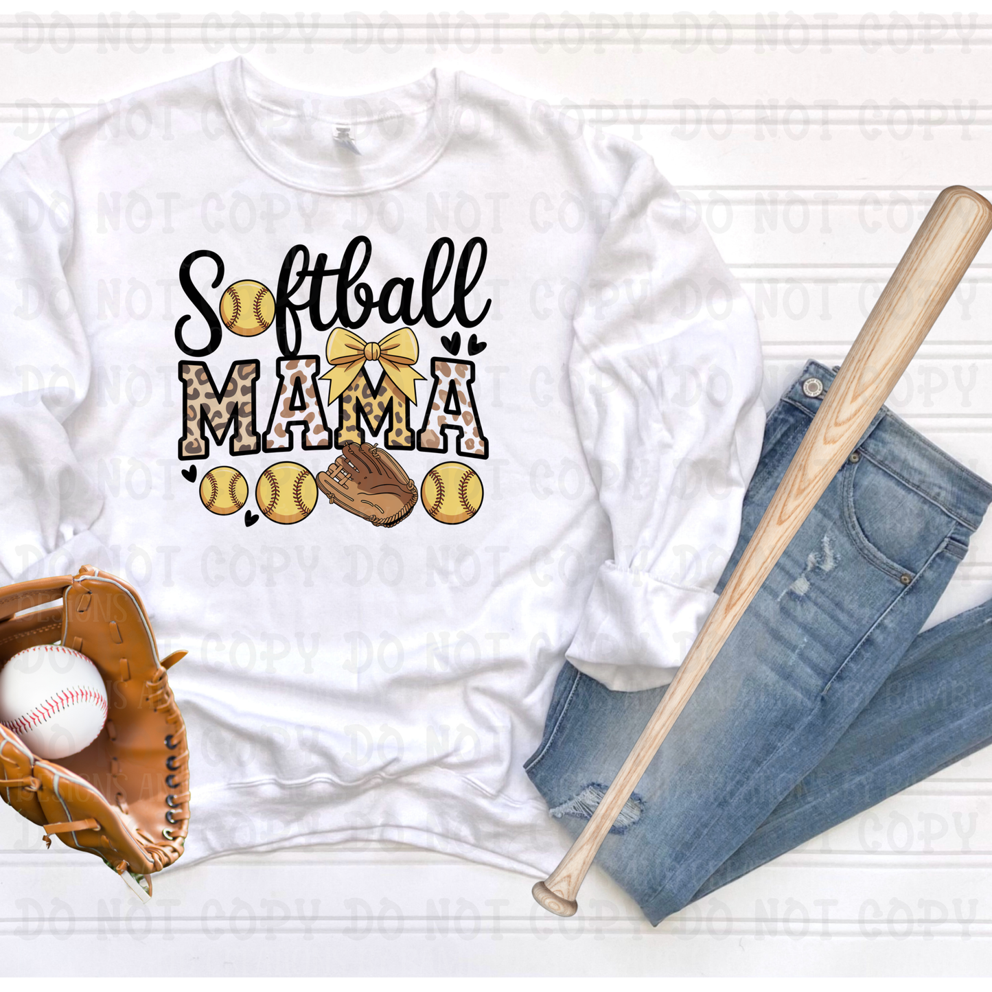 Softball Mama in Animal Print Font