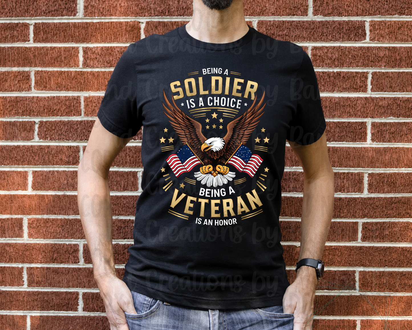 Soldier and Veteran with Eagle