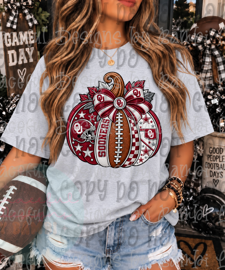 Faux Embroidery Football Pumpkin Collection