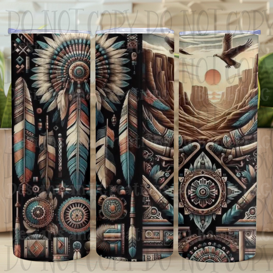 20oz Sublimation Southerwestern Aztec 20 oz Skinny Sublimation Tumbler