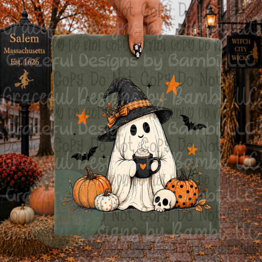 Spooky Ghost with Pumpkins