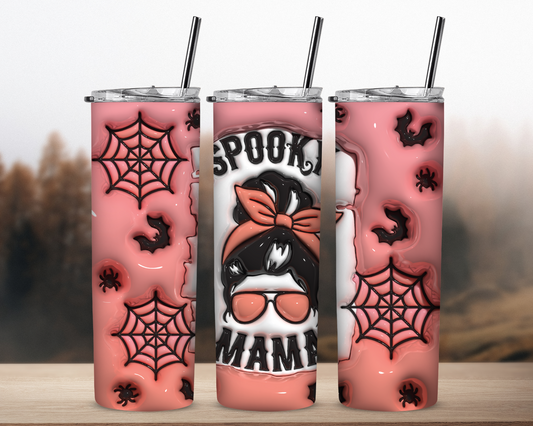 Spooky Mama 3D Puff 20 oz Skinny Sublimation Tumbler