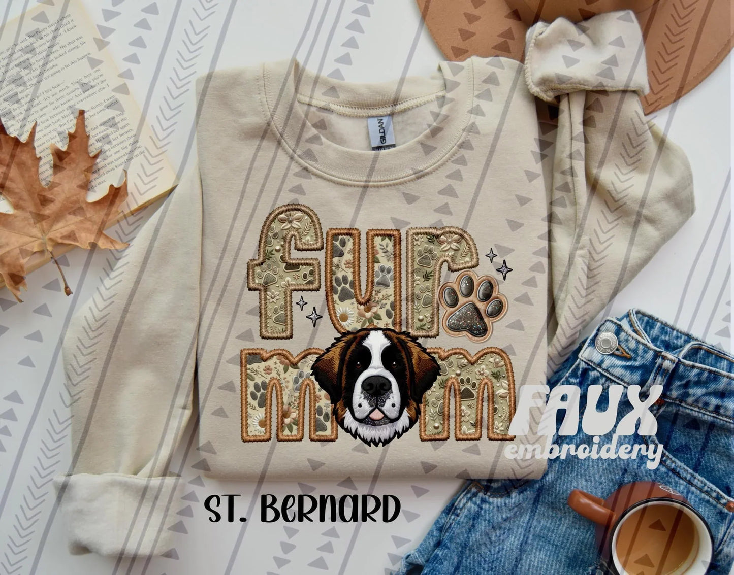 Fur Mom Faux Embroidery and Fabric Dog Breed Collection