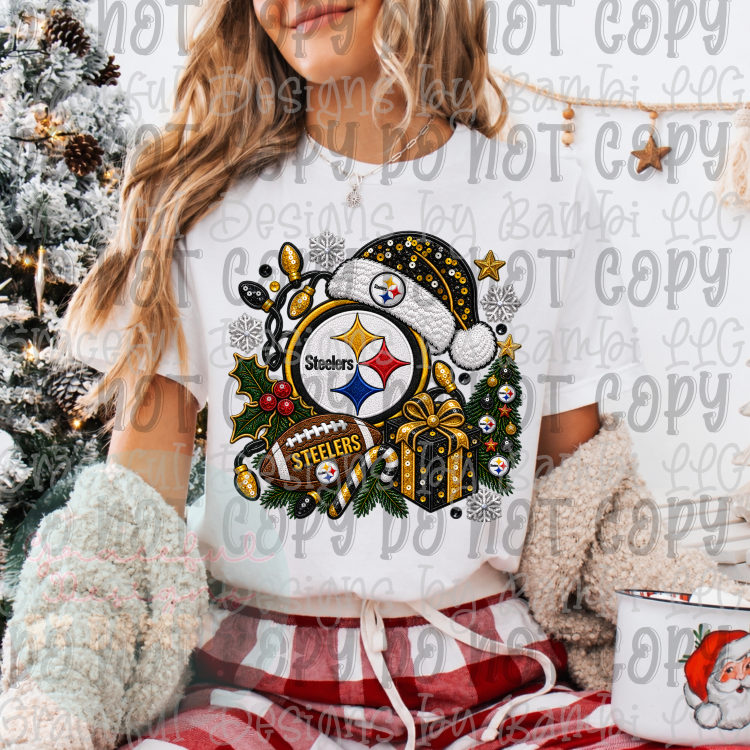 Faux Embroidery/Sequin Christmas Football Collection