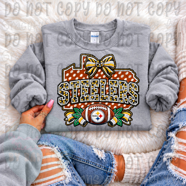 Faux Embroidery Sequin Polka Dot States Football Collection