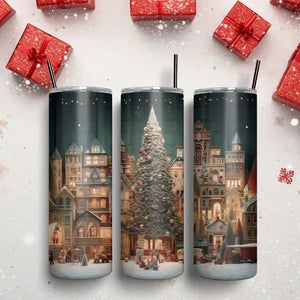 Christmas Village 20 oz Skinny Sublimation Tumbler