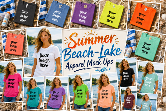Summer Beach-Lake Apparel Mock Ups (Various Brands)