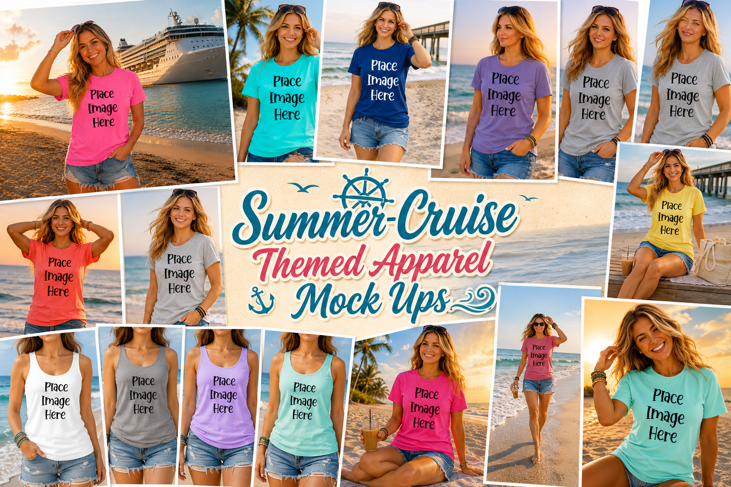 Summer-Cruise Themed Apparel Mock Ups (Bella Canvas and Gildan Brand)