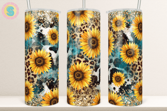 Sunflowers Cowhide Leopard 20 oz Skinny Sublimation Tumbler