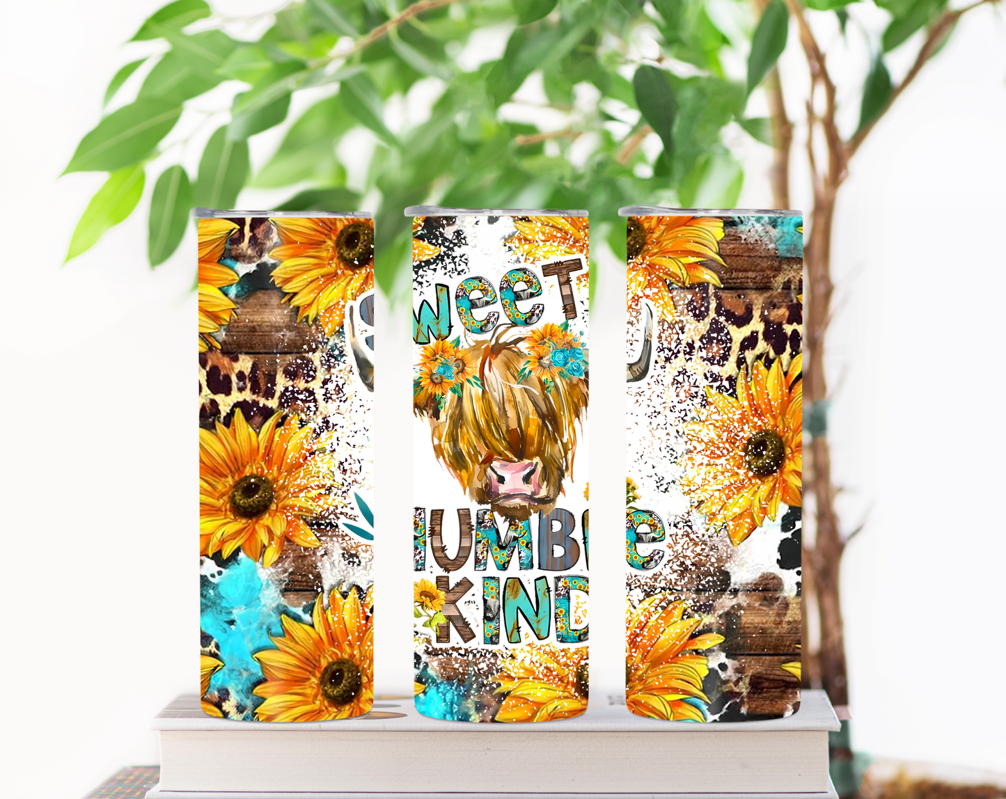 Sweet Humble Kind Highland Cow 20 oz Skinny Sublimation Tumbler