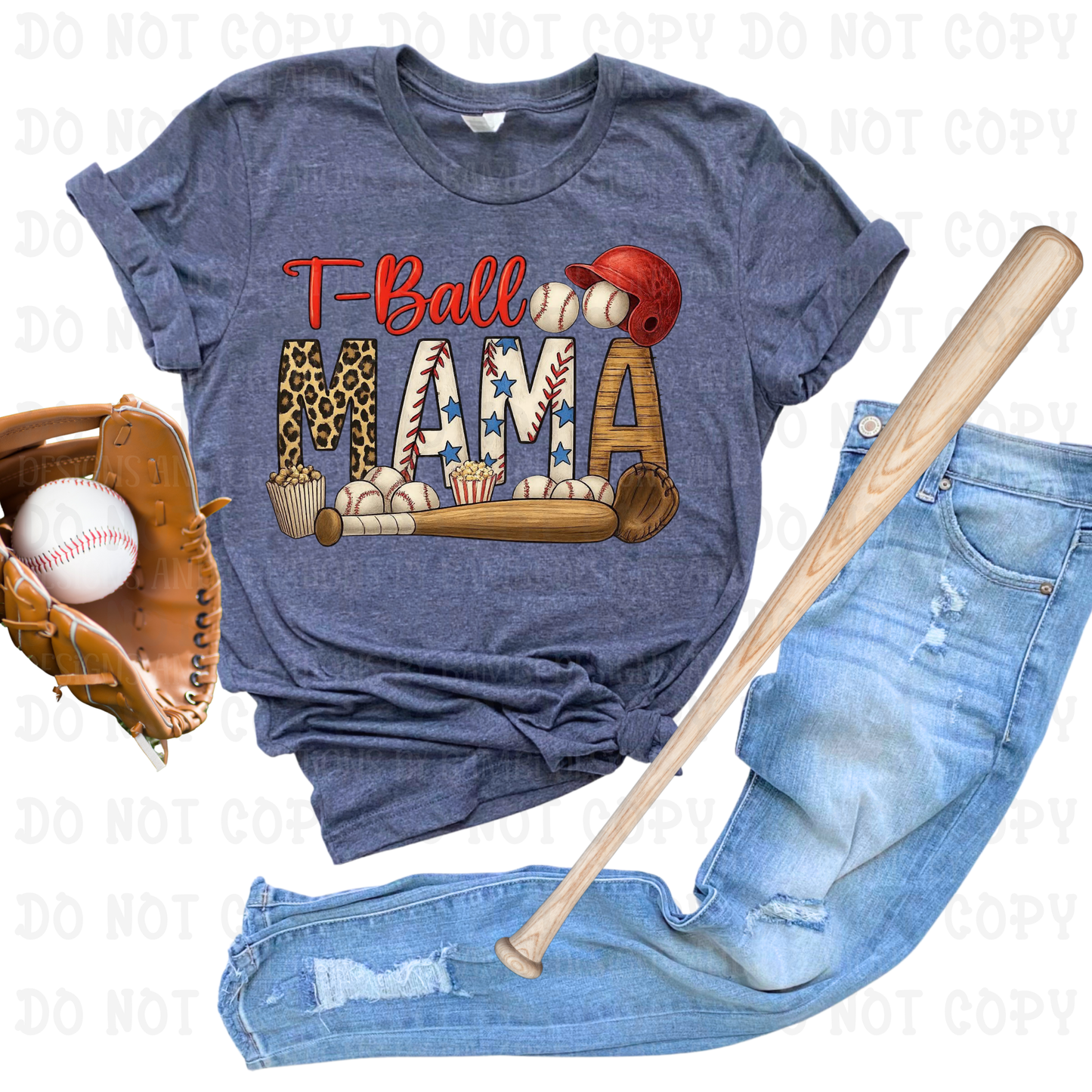 T-Ball Mama Multi Patterns with Leopard and Glove