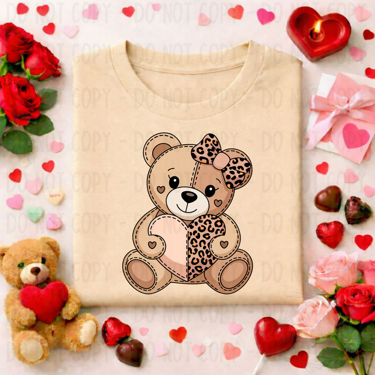 Tan-Leopard Valentine Teddy Bear
