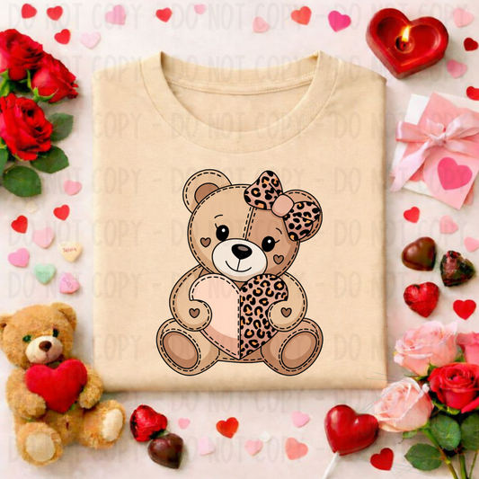 Tan-Leopard Valentine Teddy Bear