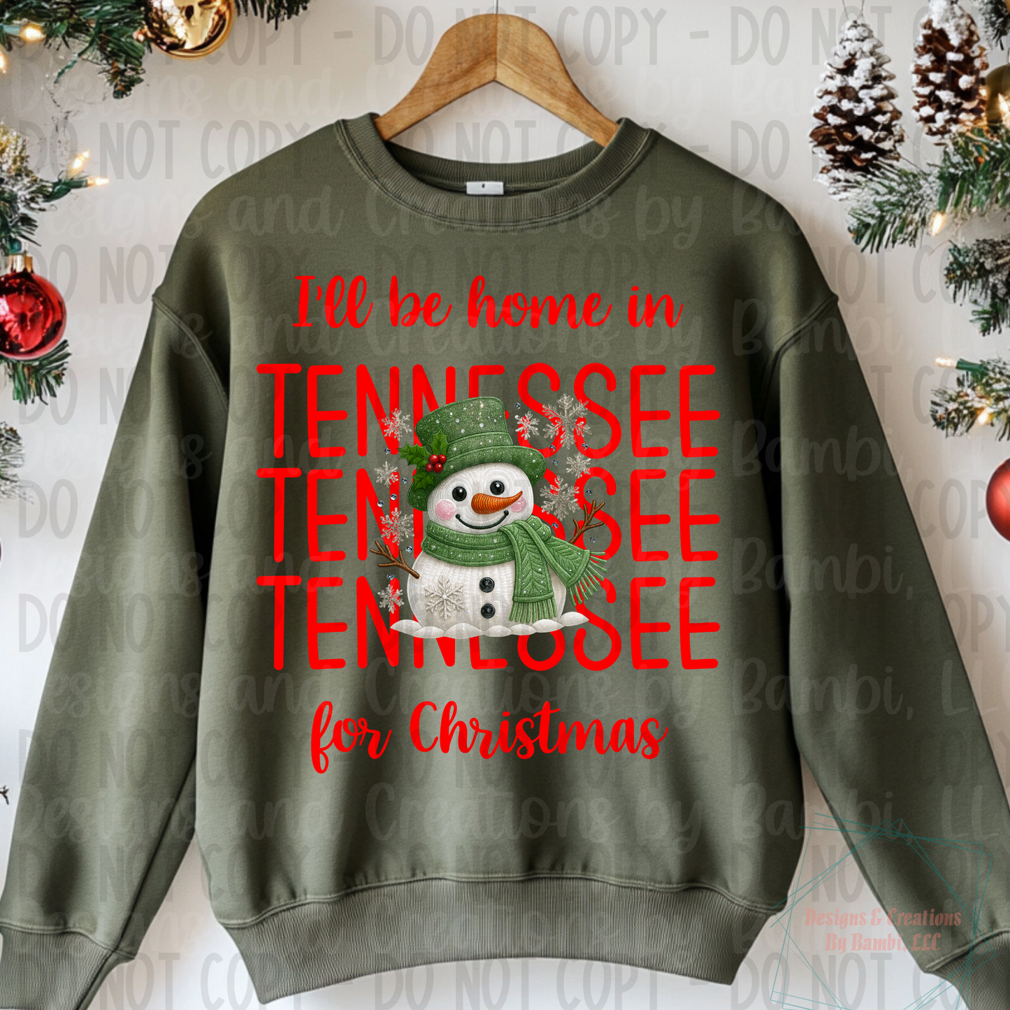 I'll Be Home In States Sage Snowman with Red Font Digital Bundle