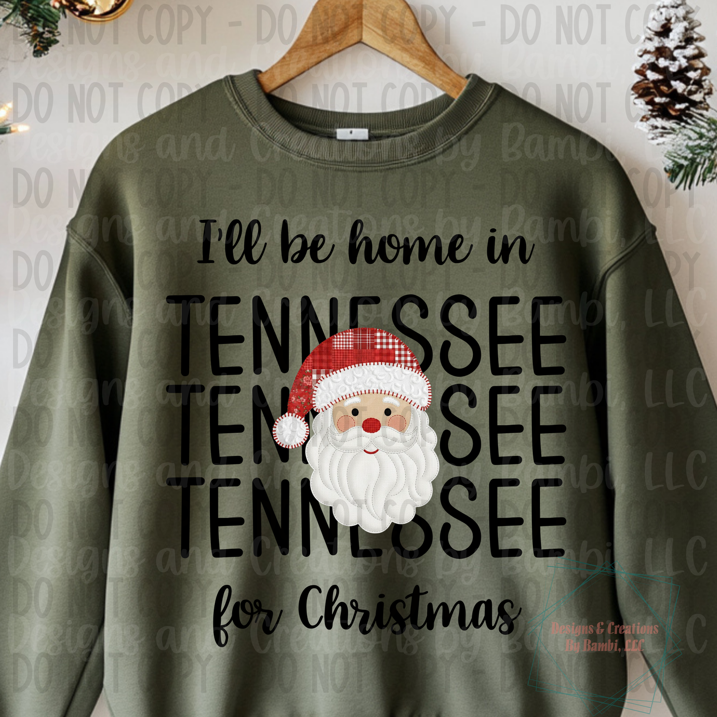 I'll Be Home in States Santa Face with Black Font Digital Bundle
