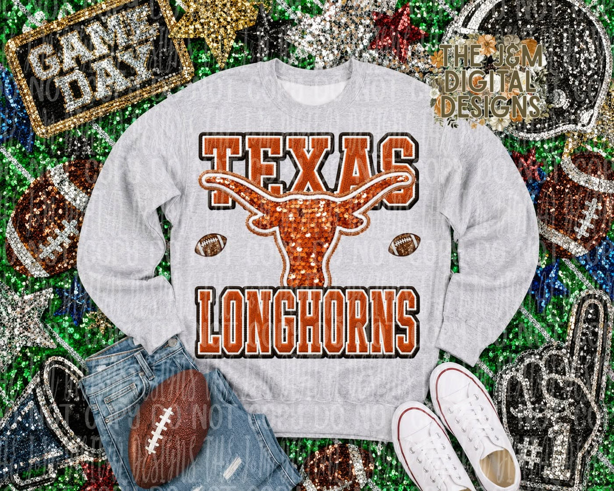 Faux Bling Longhorns with Logo