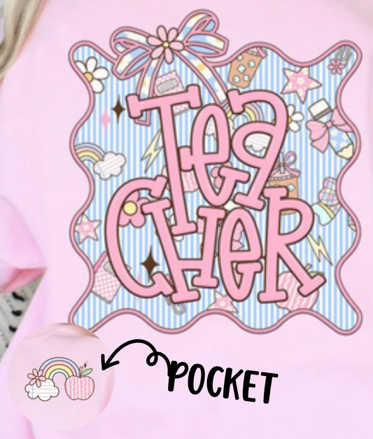 Teacher Seersucker Frame (Pocket/Back)