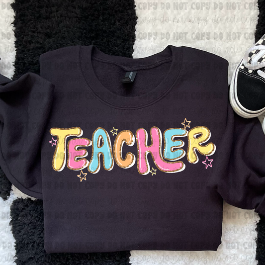 Teacher in Bright Colors