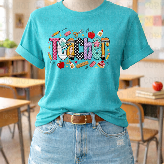Teacher in Multi Pattern Fonts