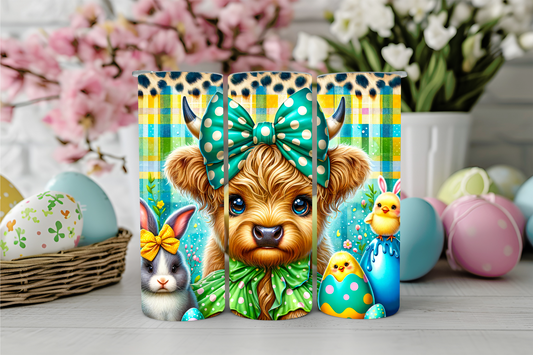Easter Highland Cow 20oz Sublimation Tumblers