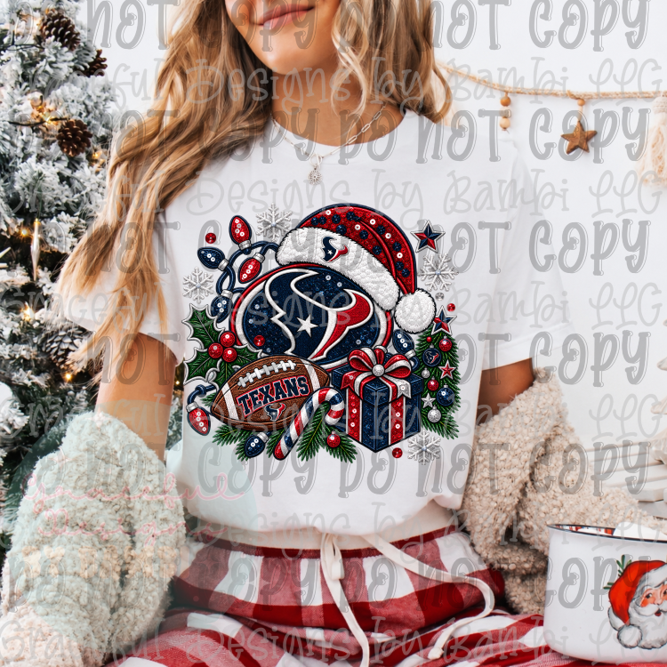 Faux Embroidery/Sequin Christmas Football Collection