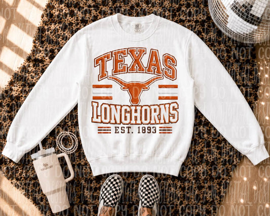 Faux Embroidery Texas Longhorns