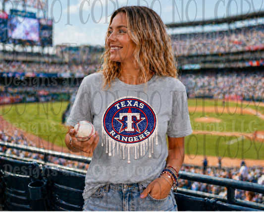 Texas Rangers Faux Gems Logo