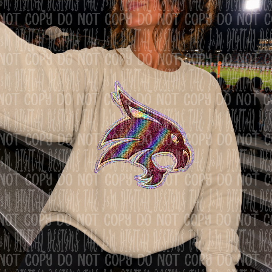 Faux Holographic Mascot Logo College Collection