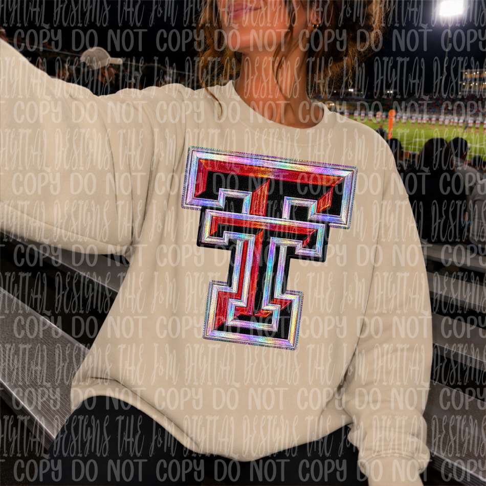 Faux Holographic Mascot Logo College Collection