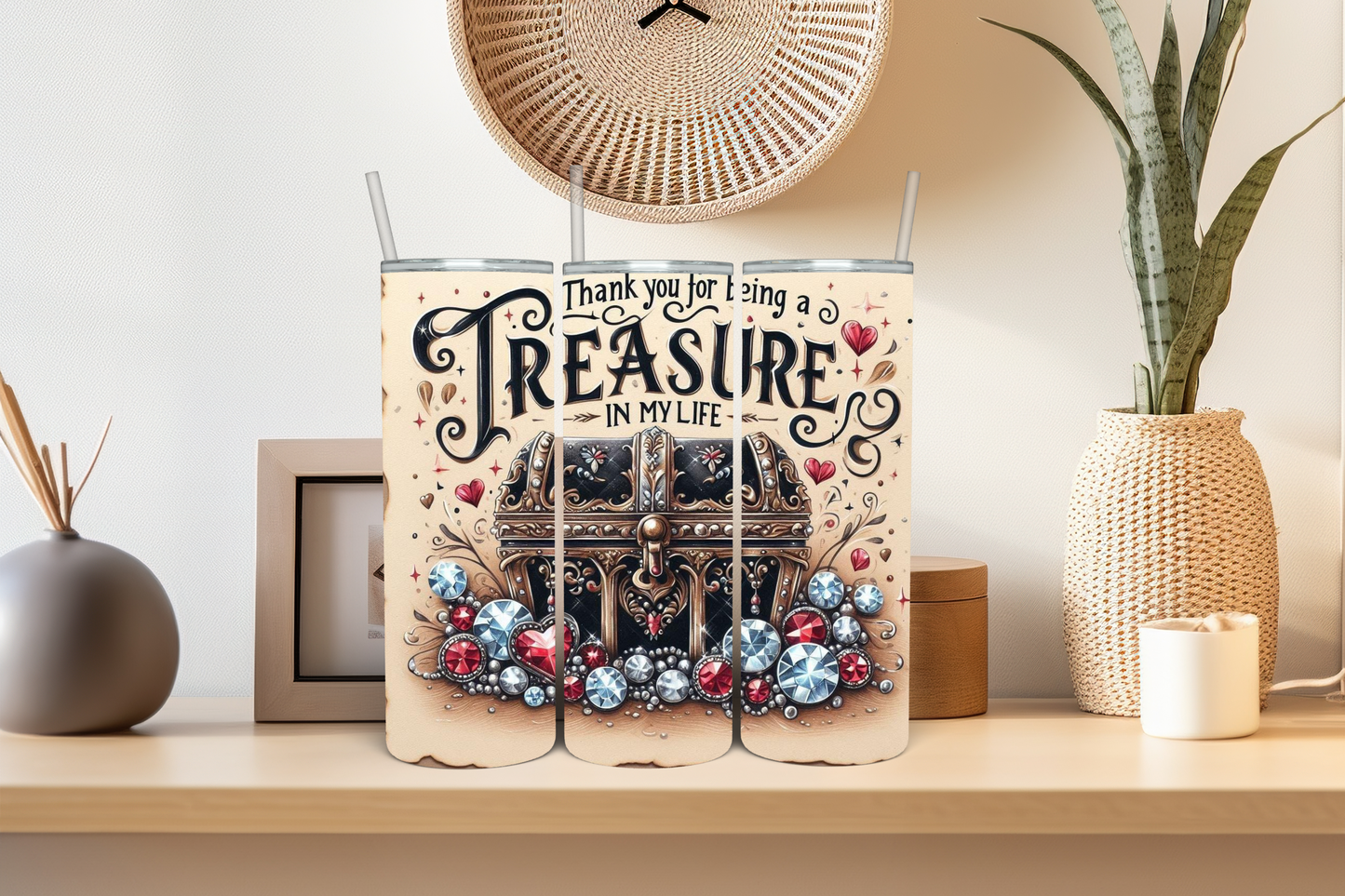 Thank You for Being a Treasure in My Life 20 oz Skinny Sublimation Tumbler
