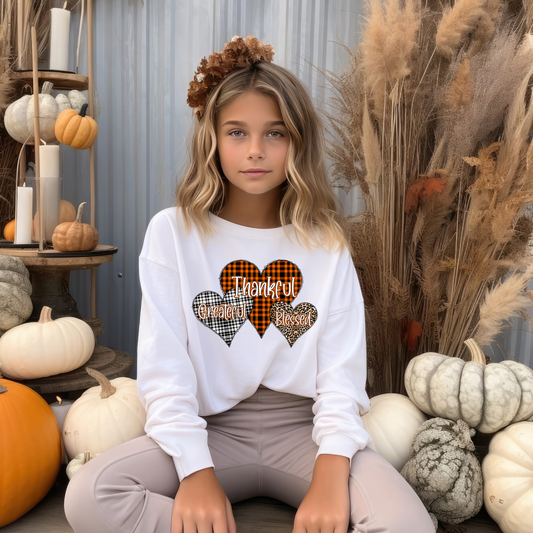 Trio of Thankful-Grateful-Blessed Fall Hearts