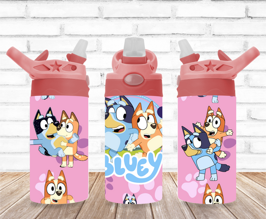 The Blue Dog with Pink Background 12oz Flip Top Sublimation Tumbler