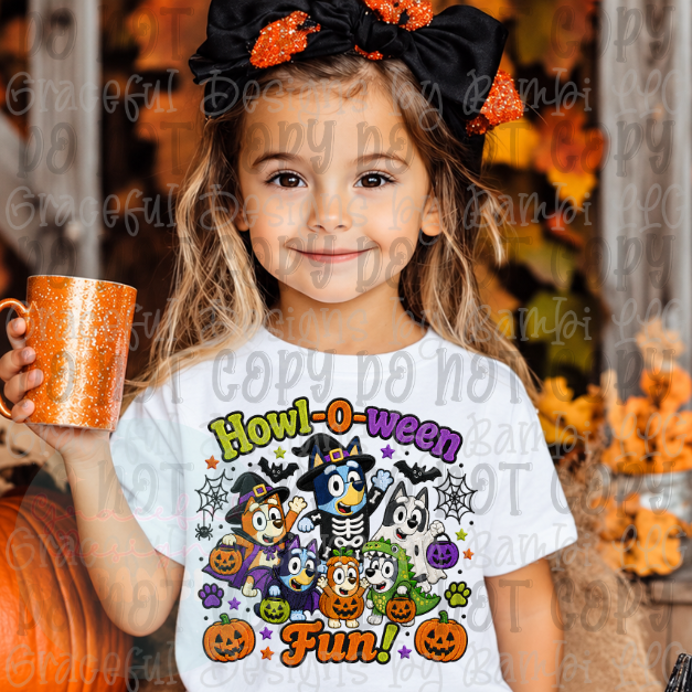 Faux Embroidered Howl O Ween Fun Blue Collection