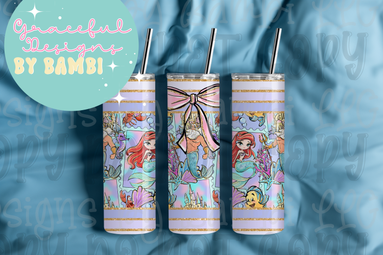 20oz Tall Skinny Sublimation The Life of Ariel Tumbler