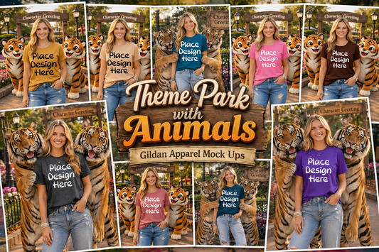 Theme Park with Animals Gildan Apparel Mock Ups