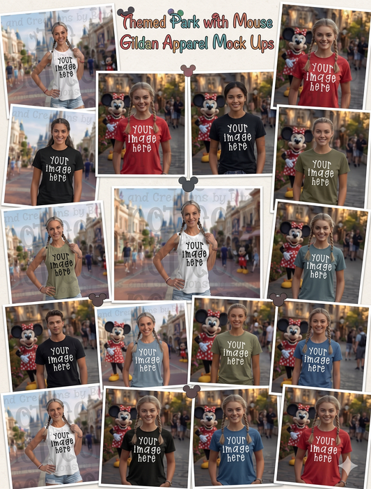 Disney Theme Park with Mouse Apparel Mock Ups