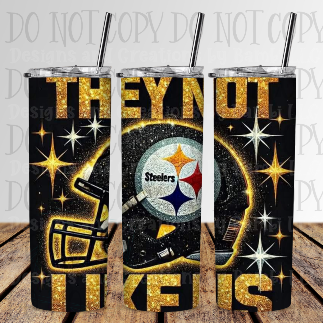 20oz Sublimation They Not Like Us Steelers 20 oz Skinny Sublimation Tumbler