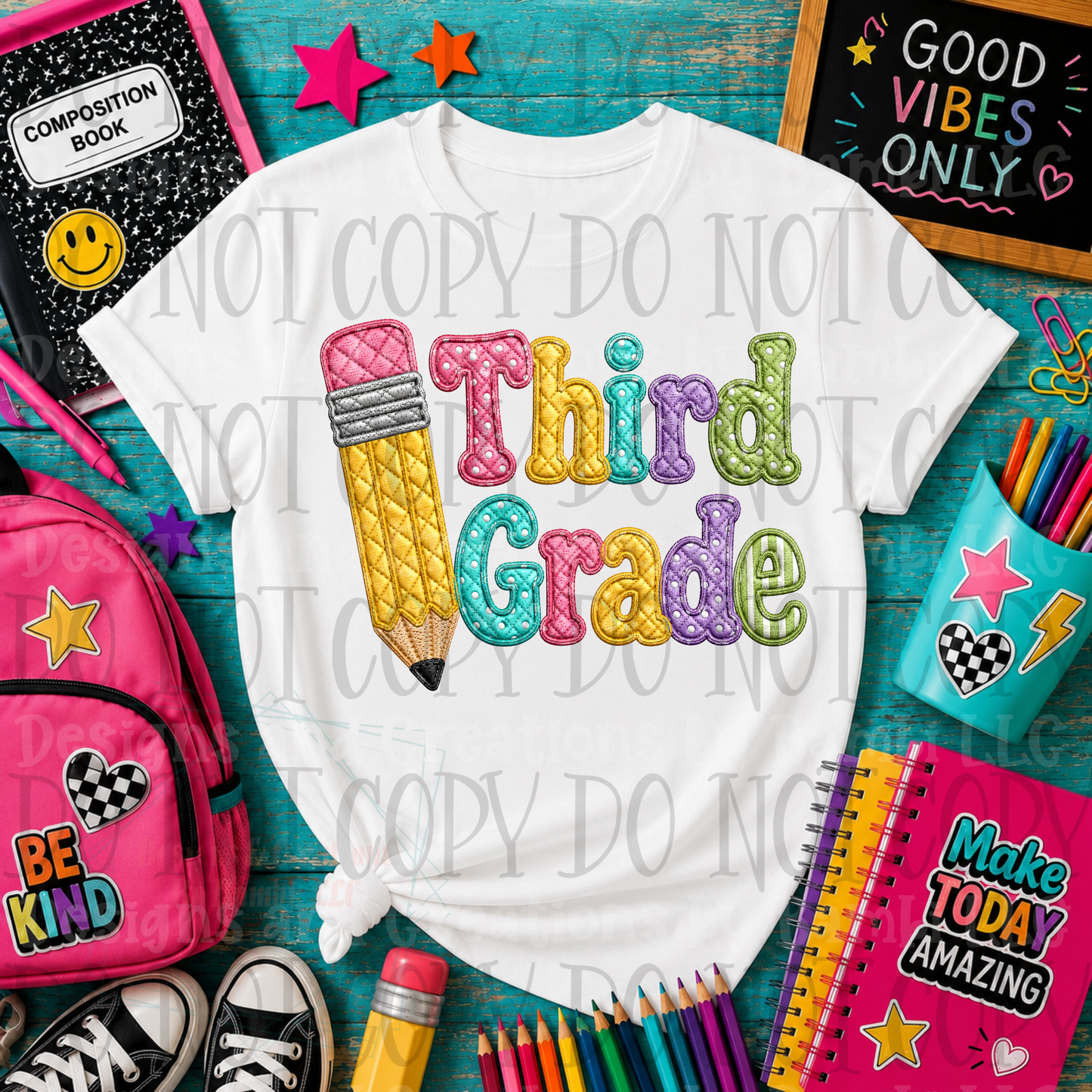 Faux Quilted Back To School Grade Collection