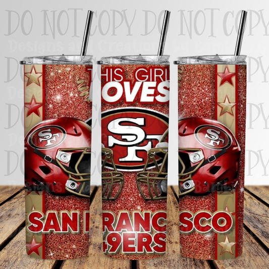 20oz Sublimation This Girl Loves 49ers 20 oz Skinny Sublimation Tumbler
