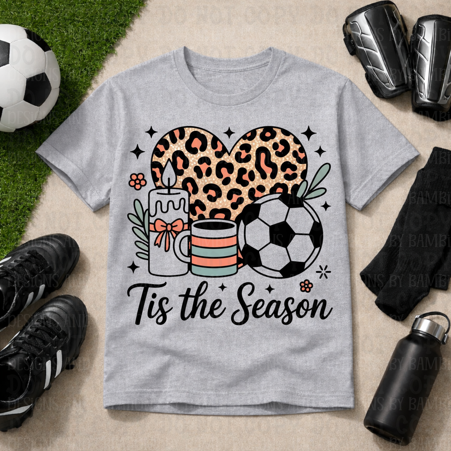 Tis The Season Soccer with Leopard Heart