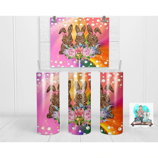 Trio of Leopard Bunnies 20 oz Skinny Sublimation Tumbler