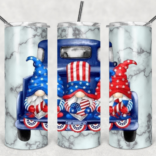 Trio Of Patriotic Gnomes 20 oz Skinny Sublimation Tumbler
