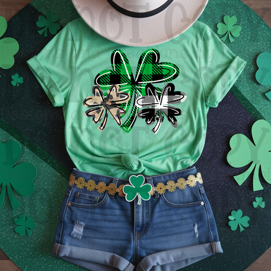 Trio of Plaid Shamrocks